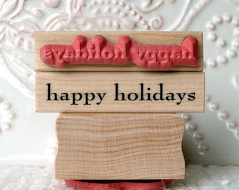 Simple happy holidays rubber stamp from oldislandstamps