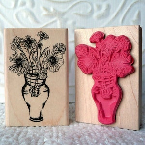 Summer Bouquet flower vase rubber stamp from oldislandstamps