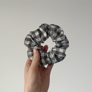 Plaid Scrunchie – Handmade Hair Tie – Gingham Hair Accessory for Women - Green/white