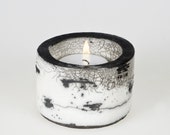 Koivu Birch range Raku Ceramic Tea Light Holder  'Kippo'  Black & White Monochrome OOAK