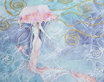 Jellyfish Art, Sea Nettle Art, Mermaid Art, ADRIFT Giclee Art Print