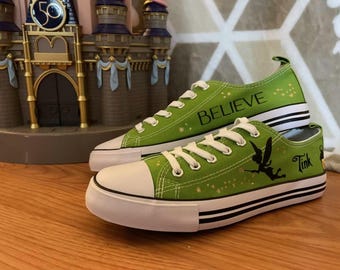 Tinkerbell Inspired Sneakers Women Kids Men Many Colors FREE Shipping Peter Pan Neverland Disneyland Disney World Magic Kingdom