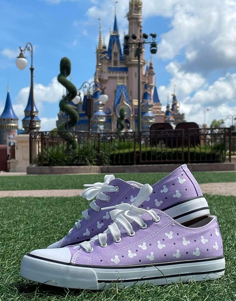 Mickey Mouse Whimsical Canvas Sneakers, Mickey Mouse Shoes, Magic Kingdom, Epcot, FREE Shipping image 1