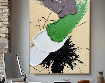 Beige Abstract 3D Texture Painting: Minimalist Brown Wall Art