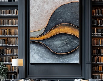 Abstract Wave Painting: Original Elegant Style Art, Modern Home Decor
