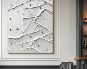 Handgemaakte skikunst: schilderij besneeuwde berg op canvas