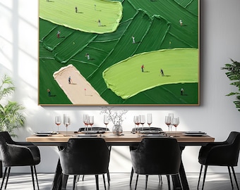Textured Green Golf Art: Modern Palette Knife Painting