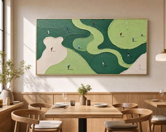 Gestructureerde groene golfkunst: moderne schilderkunst met paletmes