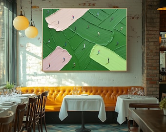 Textured Green Golf Art: Modern Palette Knife Painting