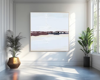 Textured Abstract Painting: White & Brown Minimalist Wall Art