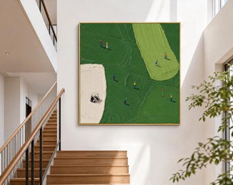 Op maat gemaakt portret van een golfkarretje, 3D-muurdecoratie met textuur, gepersonaliseerd cadeau voor golfers