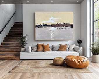 3D Landscape Painting: Brown Abstract Minimalist Wall Art
