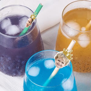 Gepersonaliseerde verjaardagsrietjes met hoofd, gepersonaliseerde fotoversieringen voor een verjaardagsfeestje, gepersonaliseerde verjaardagsrietjes met gezicht voor elke leeftijd, benodigdheden voor een verjaardagsfeestje