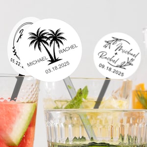 Gepersonaliseerde roerstaafjes voor drankjes/roerstokjes voor bruiloften/decoraties voor cocktails/roerstokjes voor verlovingsfeesten/etiketten met initialen voor bruiloften