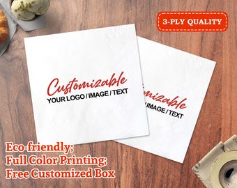 Personalized Design Napkins, Custom Logo Napkins, Birthday Party Decor, Wedding Cocktail Napkins, Paper Beverage Napkins for Business Events