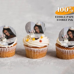 Edible 21st Birthday Cupcake Topper/Edible Image Birthday Decor/Birthday Party Cocktail Drink Toppers/Custom Photo 21st Birthday Party Ideas