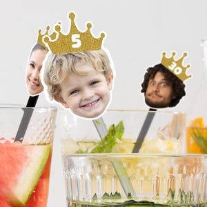 Agitateurs à cocktail personnalisés avec visage, bâtonnets à cocktail pour fête d'anniversaire, décoration de fête d'anniversaire, bâtonnets à cocktail photo pour 30e et 40e anniversaire
