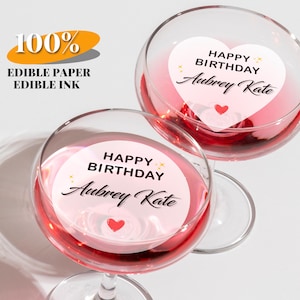 Happy Birthday Drink Toppers, Wafer Cocktail Toppers, Edible Birthday Decor, Birthday Party Ideas, 21st, 30th, 40th Birthday Cupcake Toppers