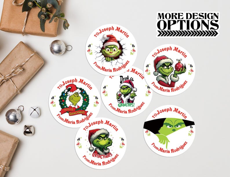 Custom Name Gift Tags | Merry Grinchmas Labels | Grinch Sticker Labels ...