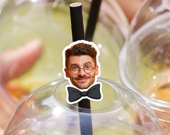 Custom Party Face Straws/Bride and Groom Straws/Wedding Rehearsal Dinner Photo Straws/Wedding Party Straws/Bachelor Party Groom Face Straws
