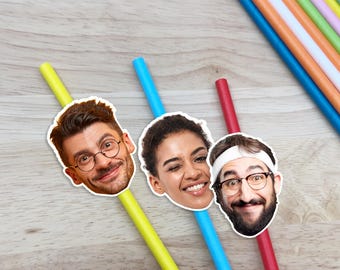Personalized Face Straws/Custom Cocktail Party Face Straws/Birthday Photo Party Straws/Home Bar Tableware/Party Supplies/Wedding Party Decor