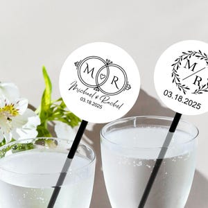 Groothandel gepersonaliseerde roerstaafjes voor bruiloften, gepersonaliseerde roerstaafjes voor bruiloften, stickers met initialen voor bruiloften, roerstaafjes voor bruiloften, decoratie voor verlovingsfeesten