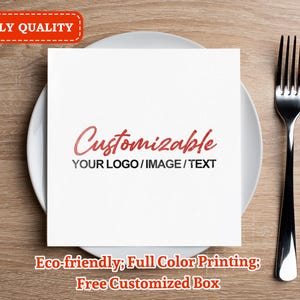 Custom Logo/Image/Text Cocktail Napkins/Personalized Paper Beverage Napkins/Wedding Reception Napkins/Birthday Party Napkins/Business Events