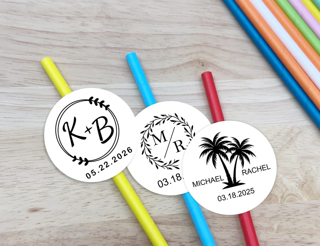 Personalized Wedding Monogram Straw/bulk Custom Cocktail Party Decor ...