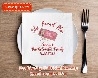 She Found Her Perfect Match Bachelorette Party Napkins/Bach Weekend Cocktail Luncheon Napkins/Bulk Wedding Shower Napkins/Bridal Party Decor