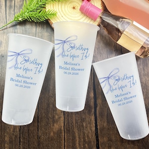 Something Blue Before I Do Party Cups/Blue Bow Cups for Bridal Shower/Baby Shower/Party Favors/Wedding Favors Frosted Cups/Personalized Cups