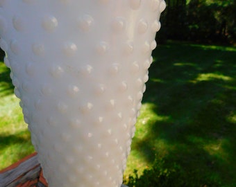 Tall Milk Glass  Vase Scalloped Rim for Centerpiece