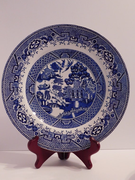 Staffordshire Blue & White Willow Dinner Plates Old Willow British ...