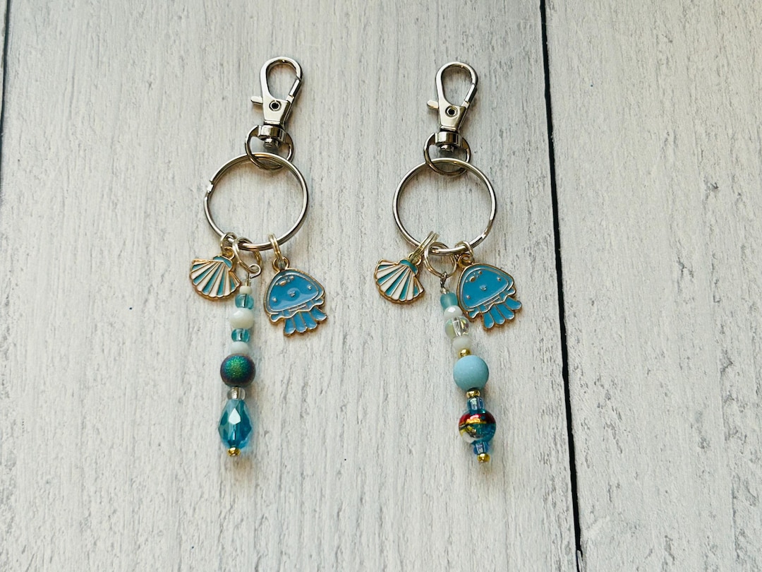 FAUTHENTICUTE Gold Beach Keychain Set - Starfish & Shell Charms With Blue Rope For Women - View #7