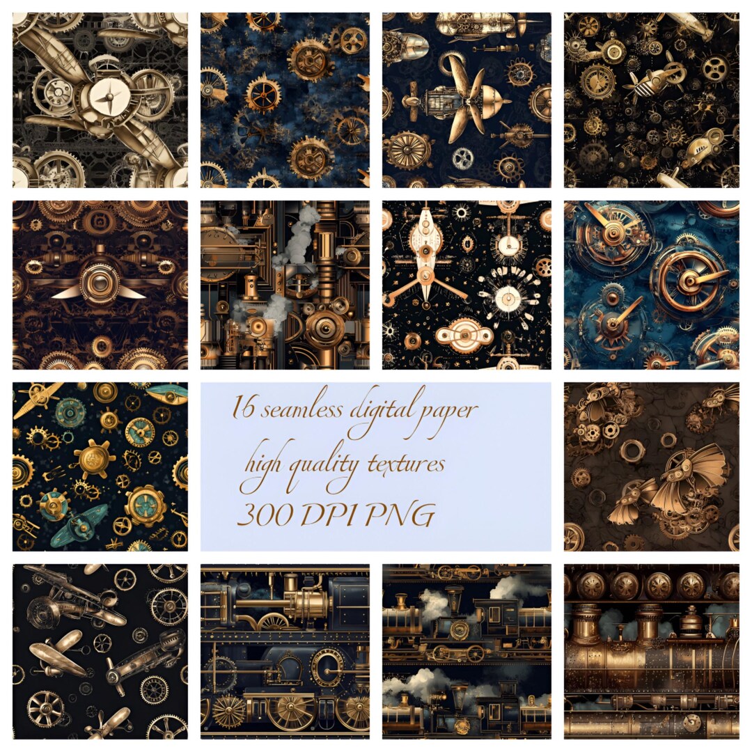 Machine Embroidery Steam Engine Eatsy Steampunk Aviator,steam Engine Pattern, Steam-powered Machinery ...