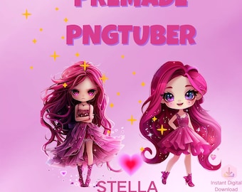 Stella PNGTuber Avatar Chibi Magical Girl Vtuber Model 4 Expressions PNG Pack Ready to Use with OBS and Veadotube