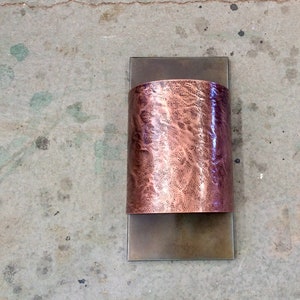 Light Sconce / Steel and Leather Textured Copper / Contemporary // Interior