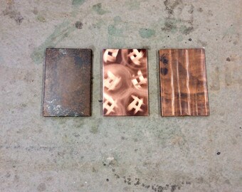 Metal Art / 3 Piece Mini Mixed / Copper & Steel / Wall Art