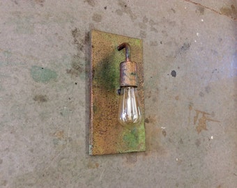 Copper Lighting /Exposed Bulb Verdigris / Light Sconce