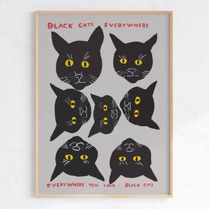 デビッド・シュリグリー - 黒猫 | 風変わりな壁アート | ポップアートの装飾 | 面白いポスター | 現代ホームギャラリー | ユーモラスな装飾