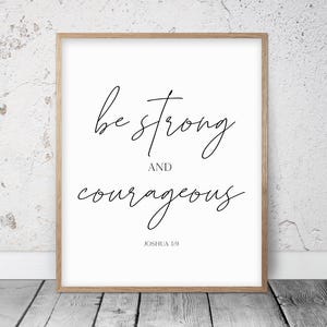 Wees sterk en moedig, Joshua 1:9, afdrukbare muurkunst bijbelvers, christelijke geschenken, decor kinderkamer, schriftafdrukken, inspirerende citaten