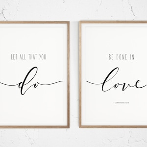 Let All That You Do Be Done In Love, 1 Corinthians 16:14, Bible Verse Printable Wall Art, Christian Gifts, Nursery Decor, Scripture Prints