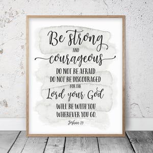 Wees sterk en moedig, Joshua 1:9, aquarel bijbelvers afdrukbare muurkunst, christelijke geschenken, decor kinderkamer, schriftafdrukken, citaten