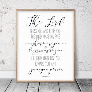 The Lord Bless You And Keep You, getallen 6:24-26, bijbelvers afdrukbare muurkunst, christelijke geschenken, decor kinderkamer, schriftafdrukken, slaapkamer