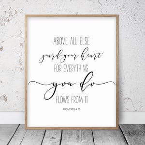 Bewaak vooral je hart, Spreuken 4:23, bijbelvers afdrukbare muurkunst, christelijke geschenken, decor kinderkamer, schriftafdrukken, klaslokaal