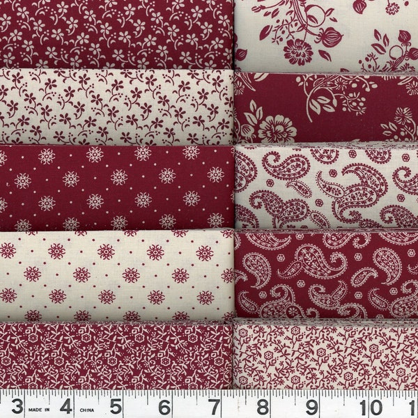 Dark Country Red   Jelly Roll  Quilting Fabric - 40 -  2 1/2 inch Strips