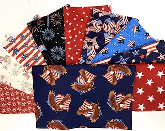 Red, White & Blue Patriotic Layer Cake 40 -  10 inch Squares -  Quilting Fabric