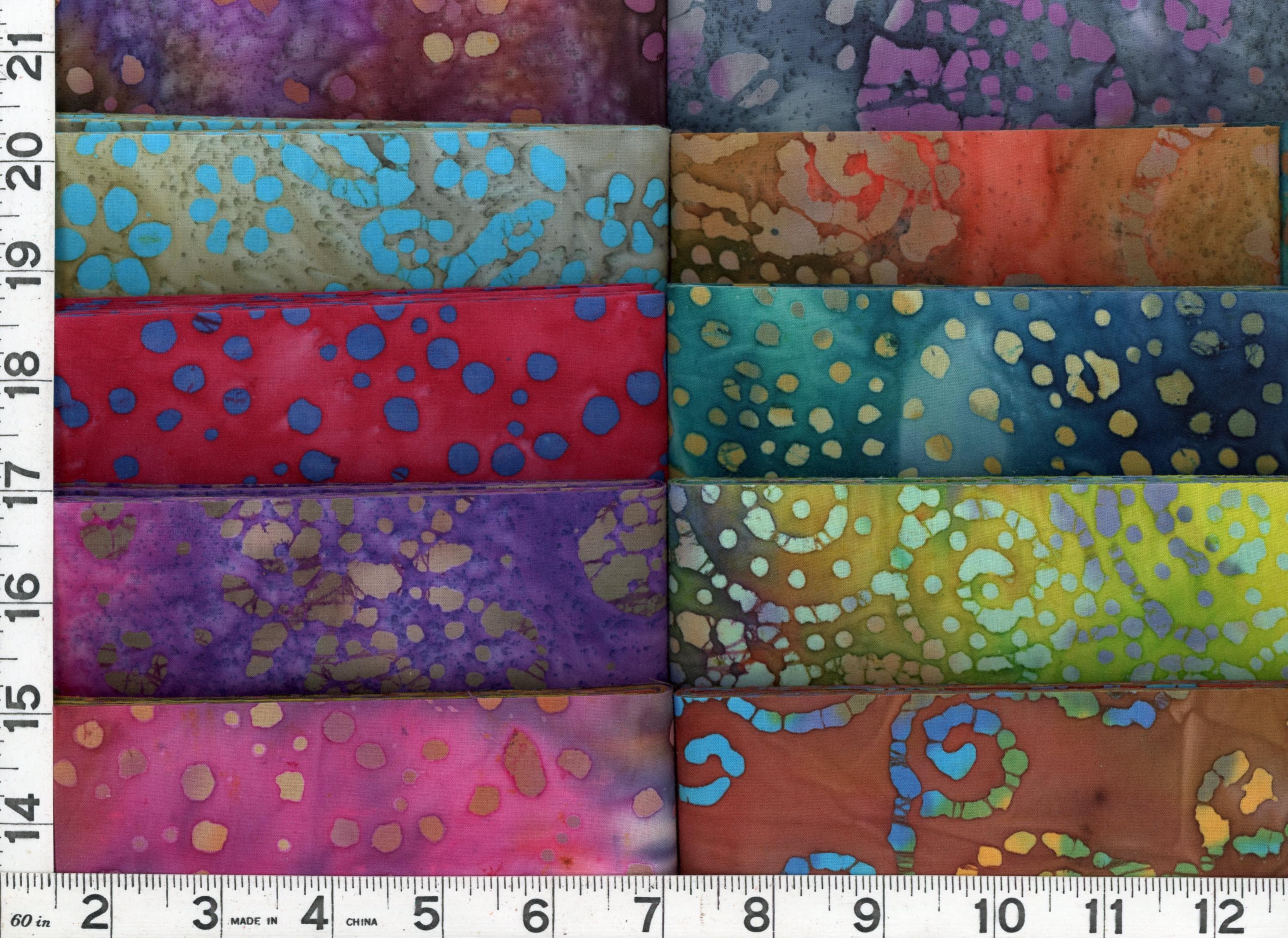 Beautiful Batik Jelly Roll Quilting Fabric 40 - 2 1/2 " x 44" strips