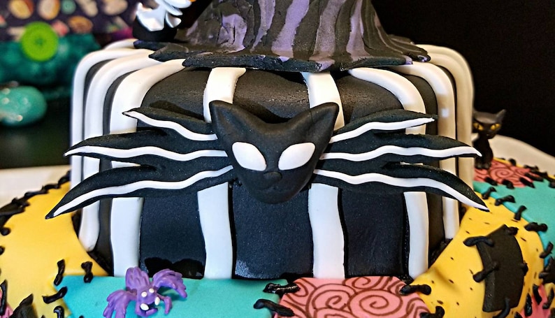 Nightmare Before Christmas Cake Topper Fondant Under The Moonlight Jack And Sally Cake Mountain Bat Bowtie Anniversary Birthday Cake Decor Party Decor Paper Party Supplies Keyforrest Lt