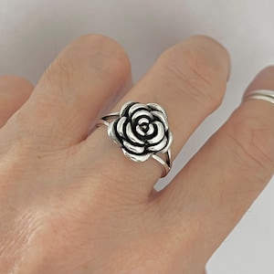 Einfacher Rosenring aus Sterlingsilber, Blumenring, Silberringe, Liebesrosen