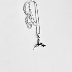 Sterling Silver Little Hummingbird Necklace, Bird Necklaces, Silver Chain, Animal